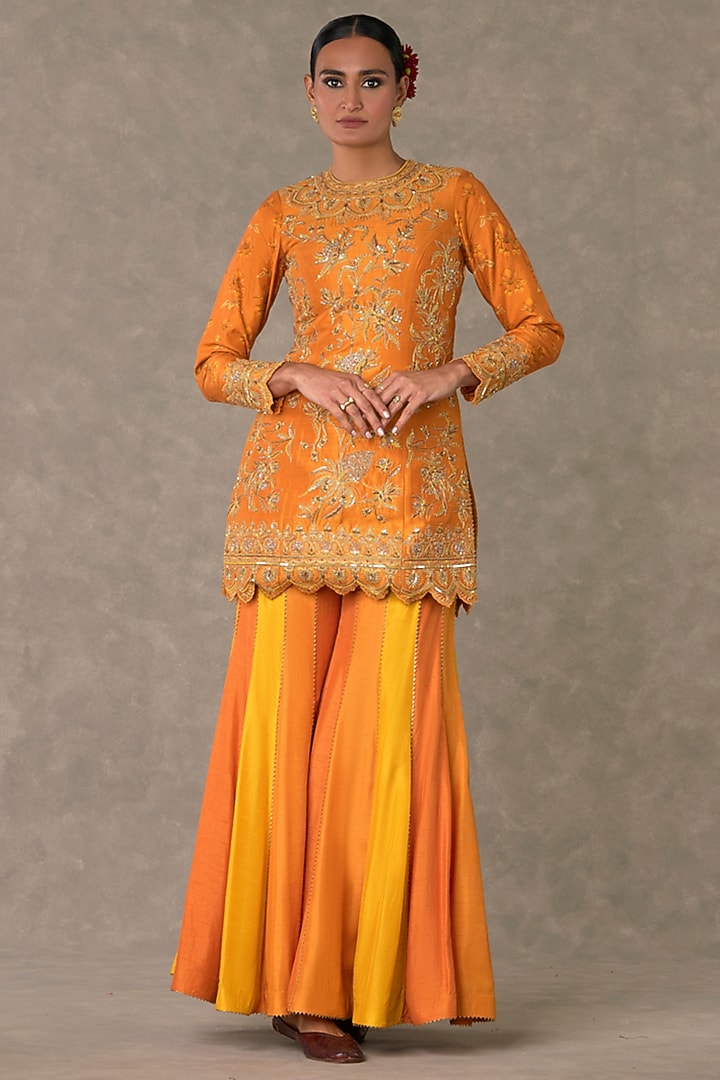 Rust Raw Silk Bridal Sharara Set by Masaba at Pernia's Pop Up Shop