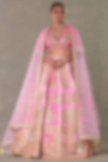 Pink Raw Silk Bridal Lehenga Set by Masaba at Pernia's Pop Up Shop