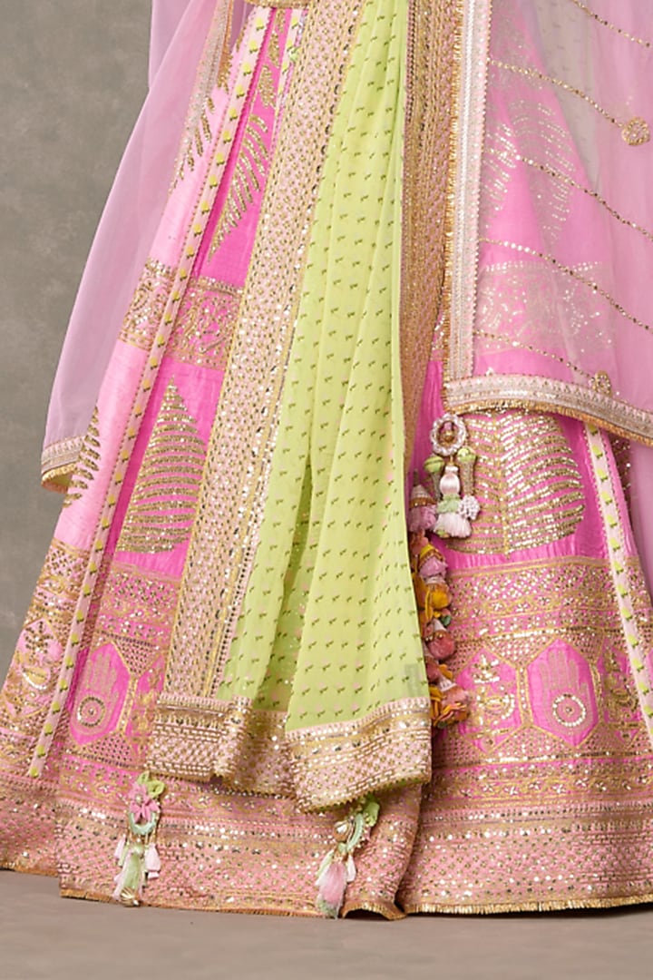 Pink Raw Silk Bridal Lehenga Set by Masaba at Pernia's Pop Up Shop
