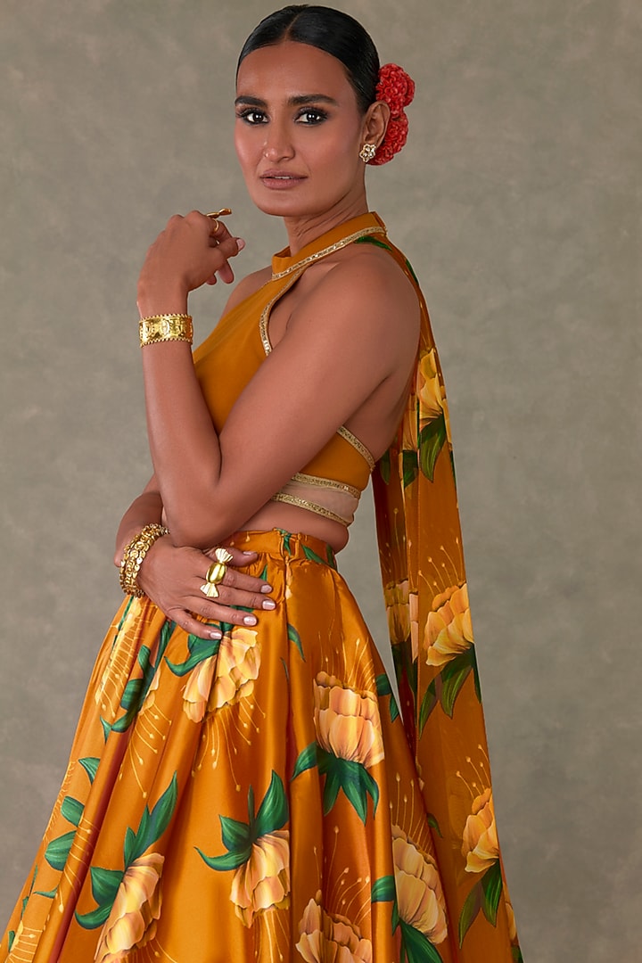 Rust Taffeta Skirt Set by Masaba at Pernia's Pop Up Shop