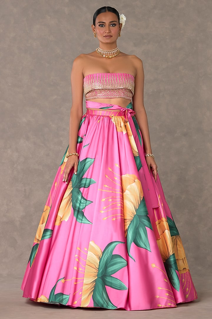 Pink Taffeta Skirt Set by Masaba at Pernia's Pop Up Shop