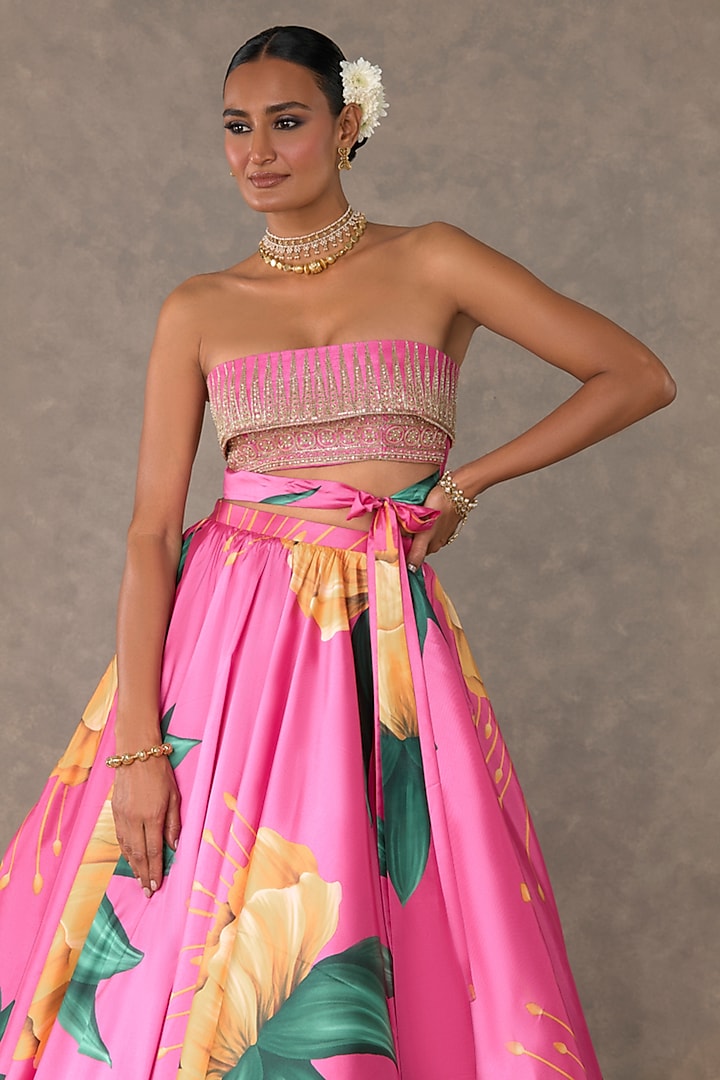 Pink Taffeta Skirt Set by Masaba at Pernia's Pop Up Shop