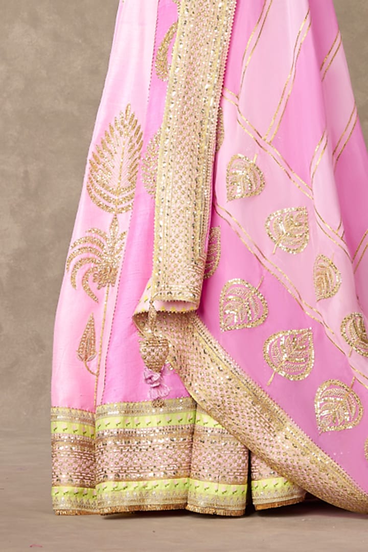 Pink Raw Silk Bridal Lehenga Set by Masaba at Pernia's Pop Up Shop