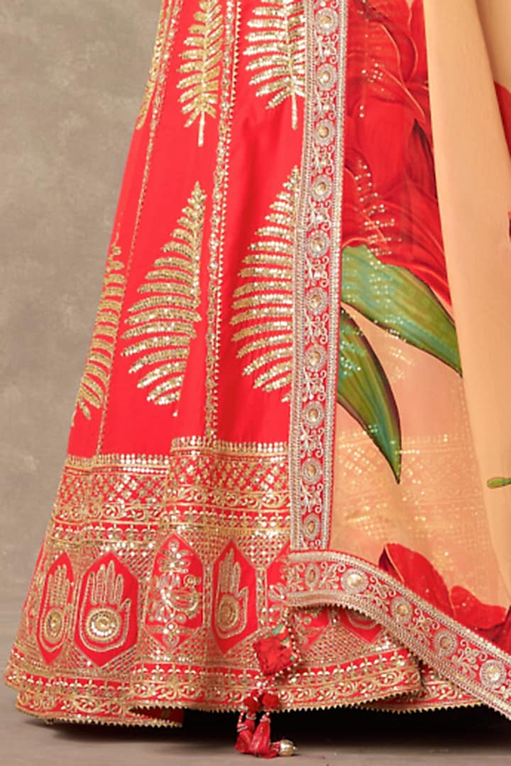 Red Raw Silk Bridal Lehenga Set by Masaba at Pernia's Pop Up Shop