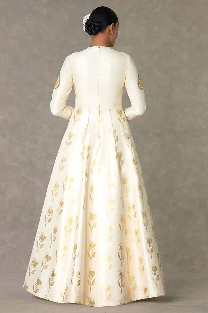 Ivory Raw Silk Wedding Gown by Masaba at Pernia's Pop Up Shop