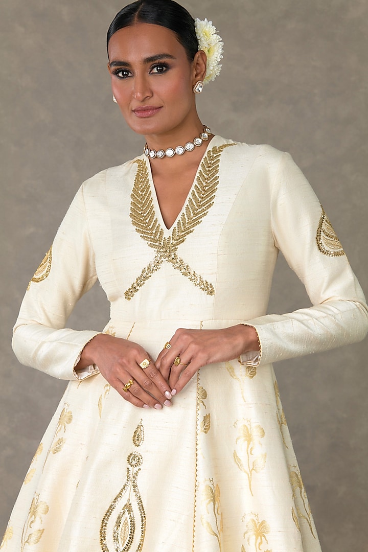 Ivory Raw Silk Wedding Gown by Masaba at Pernia's Pop Up Shop
