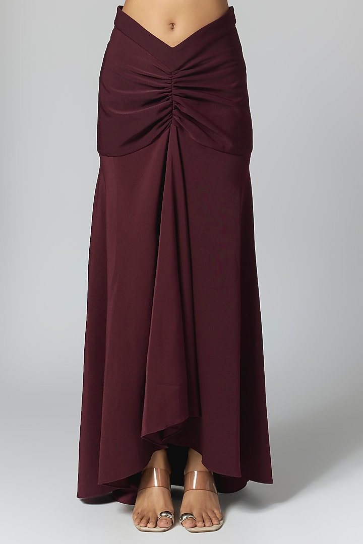 Burgundy Crepe Blazer Set by Masaba at Pernia's Pop Up Shop