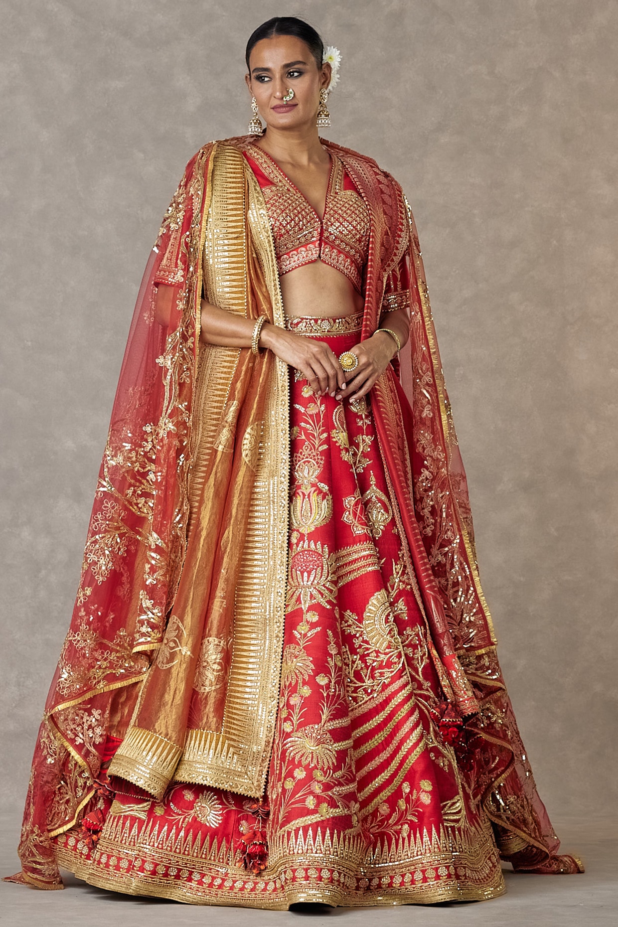 Red & Golden Embroidered Bridal Lehenga Set – 101 Hues