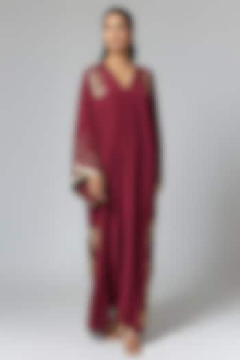 Plum Viscose Crepe Kaftan by Masaba at Pernia's Pop Up Shop