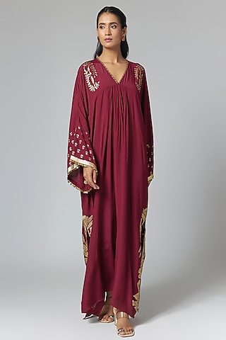 Plum Viscose Crepe Kaftan by Masaba