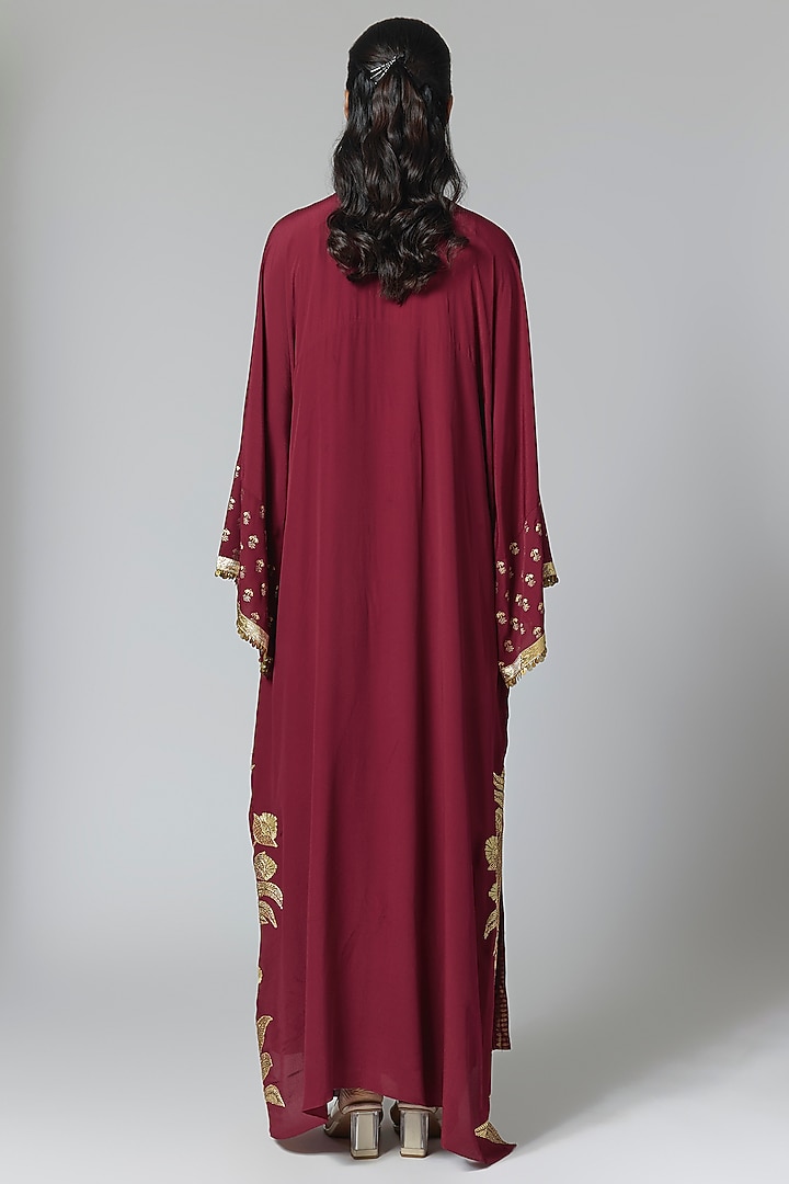 Plum Viscose Crepe Kaftan by Masaba at Pernia's Pop Up Shop