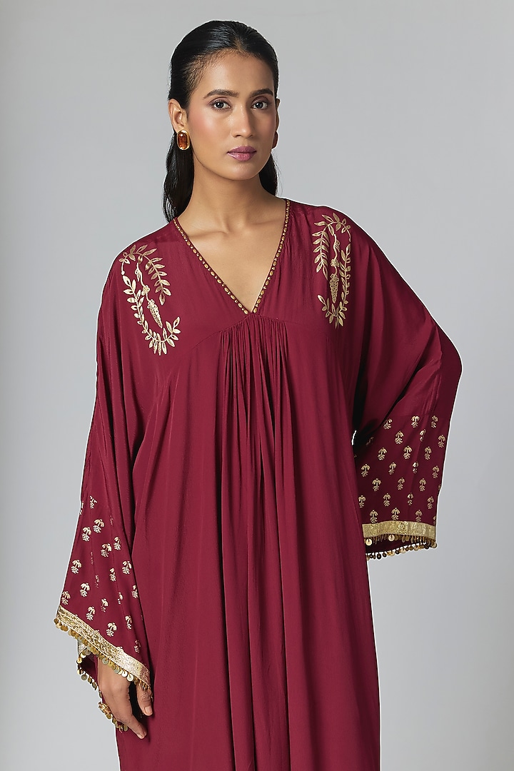 Plum Viscose Crepe Kaftan by Masaba at Pernia's Pop Up Shop