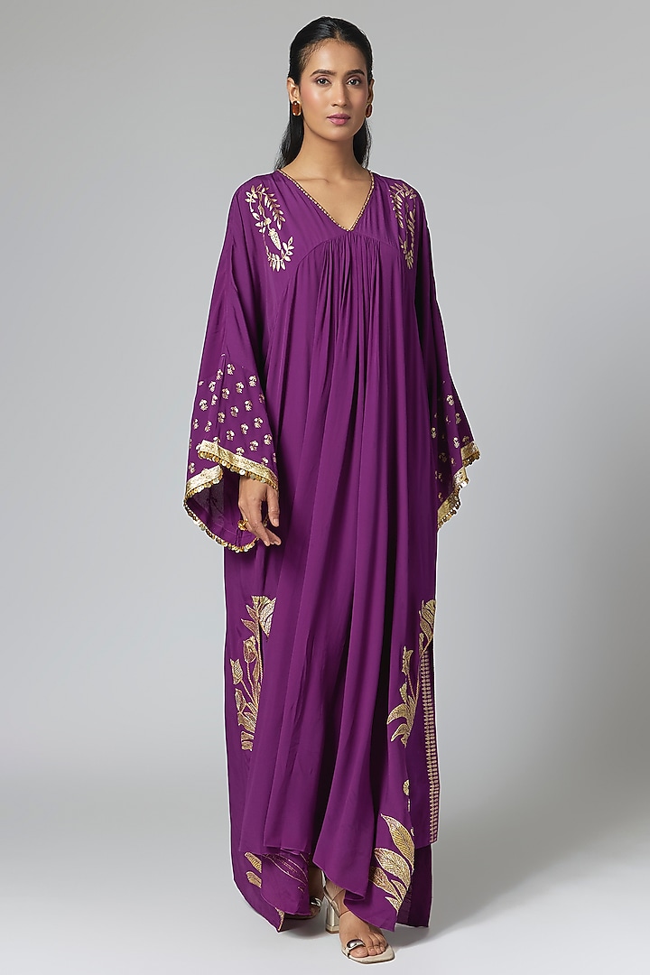 Purple Viscose Crepe Kaftan by Masaba at Pernia's Pop Up Shop