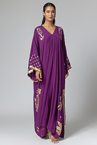 Purple Viscose Crepe Kaftan by Masaba