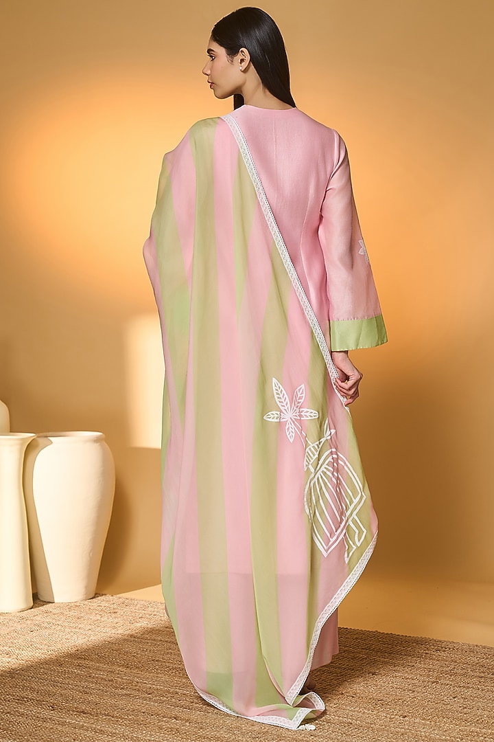 Pink Chanderi Embroidered Kurta Set by Masaba at Pernia's Pop Up Shop