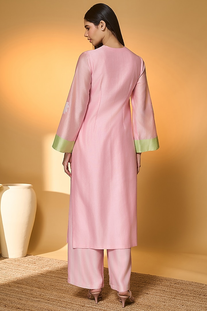 Pink Chanderi Embroidered Kurta Set by Masaba at Pernia's Pop Up Shop
