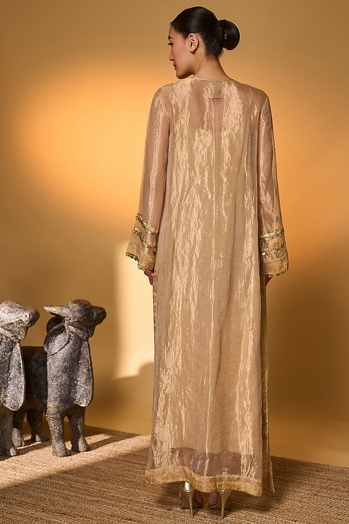 Gold Tissue Embroidered Kaftan by Masaba at Pernia's Pop Up Shop