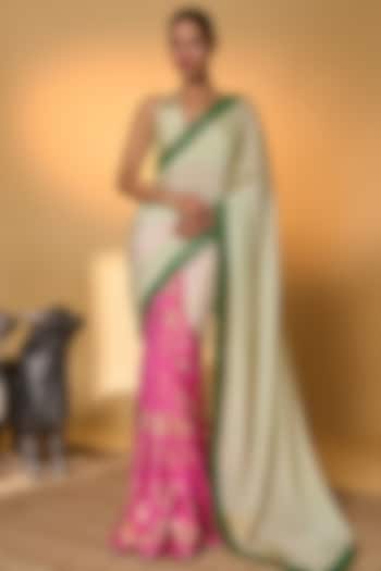 Mint Chiffon Foil Printed Wedding Saree Set by Masaba at Pernia's Pop Up Shop
