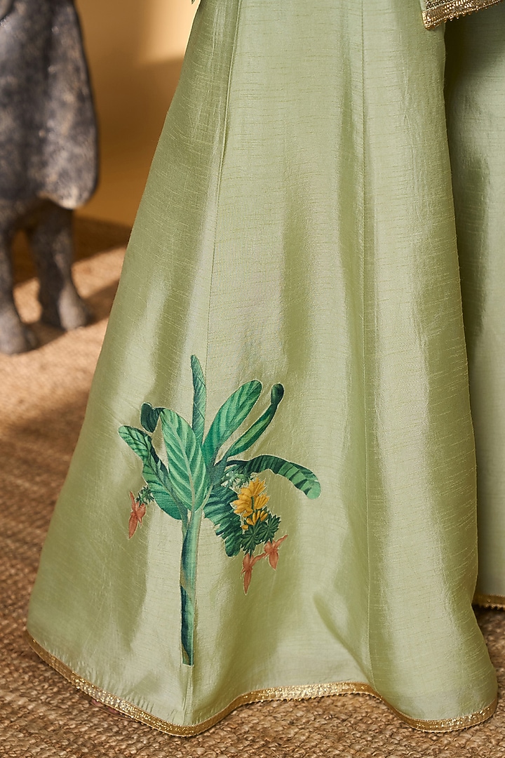 Mint Raw Silk Embroidered Kurta Set by Masaba at Pernia's Pop Up Shop