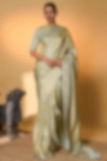 Mint Banarasi Silk Tropical Motif Reception Saree Set by Masaba at Pernia's Pop Up Shop