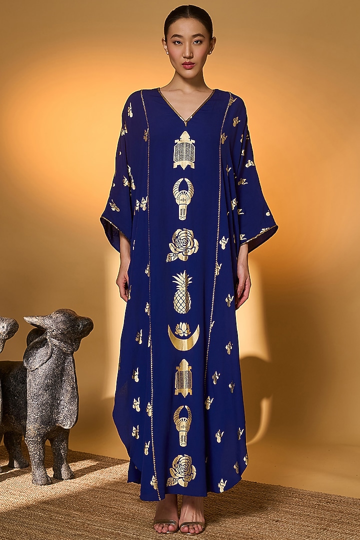 Electric Blue Crepe Silk Charm Kaftan by Masaba at Pernia's Pop Up Shop