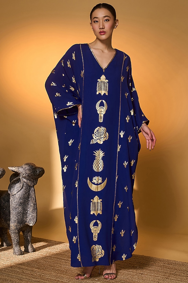 Electric Blue Crepe Silk Charm Kaftan by Masaba at Pernia's Pop Up Shop