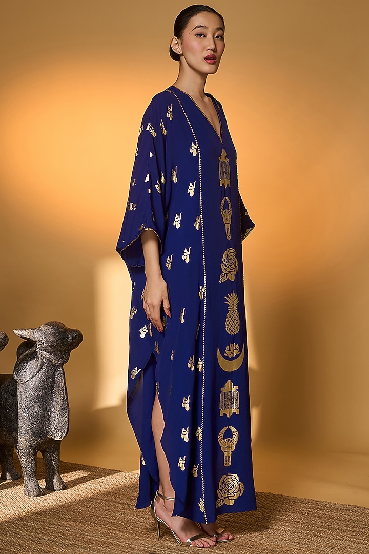 Electric Blue Crepe Silk Charm Kaftan by Masaba at Pernia's Pop Up Shop