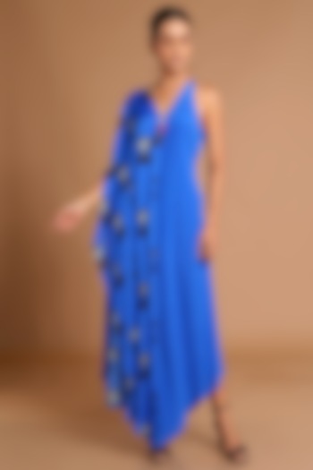 Electric Blue Printed Cape Tunic by Masaba