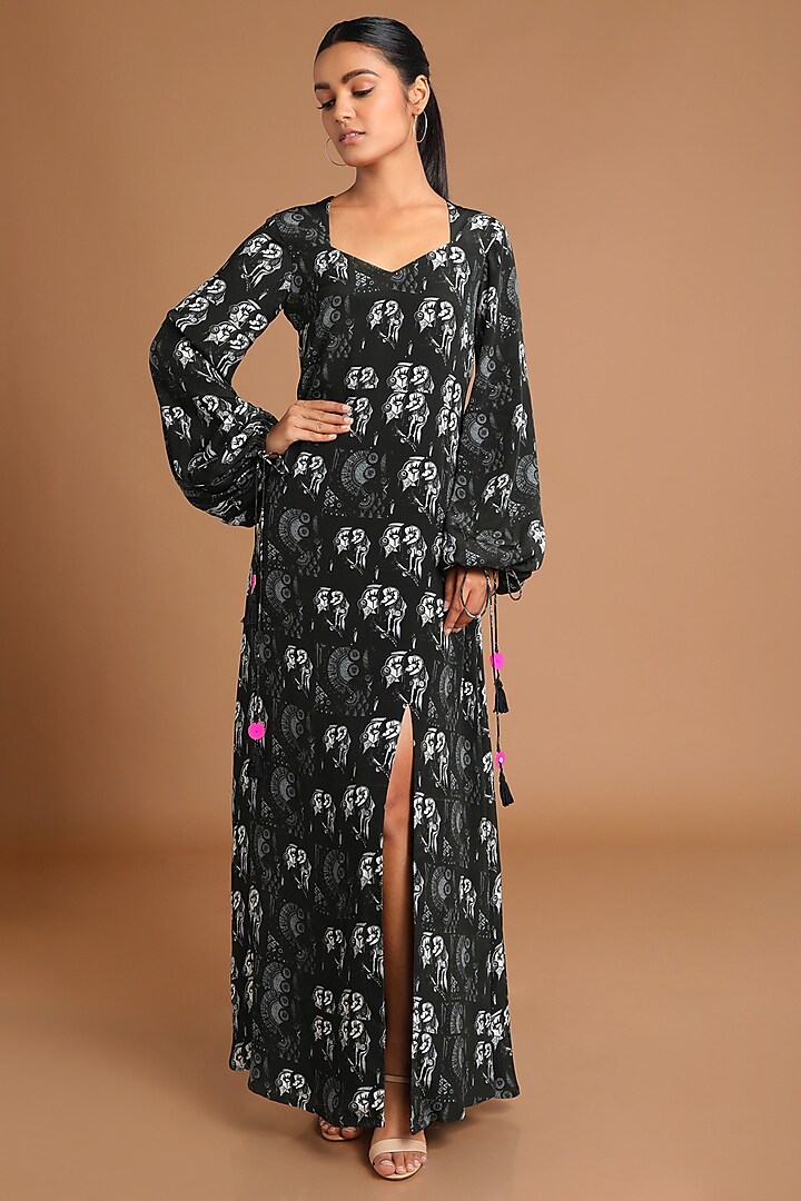 Black Printed Maxi Dress by Masaba