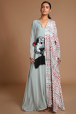 Grey Printed Kaftan With Slip by Masaba