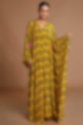 Mustard Yellow Printed Kaftan With Slip by Masaba at Pernia's Pop Up Shop