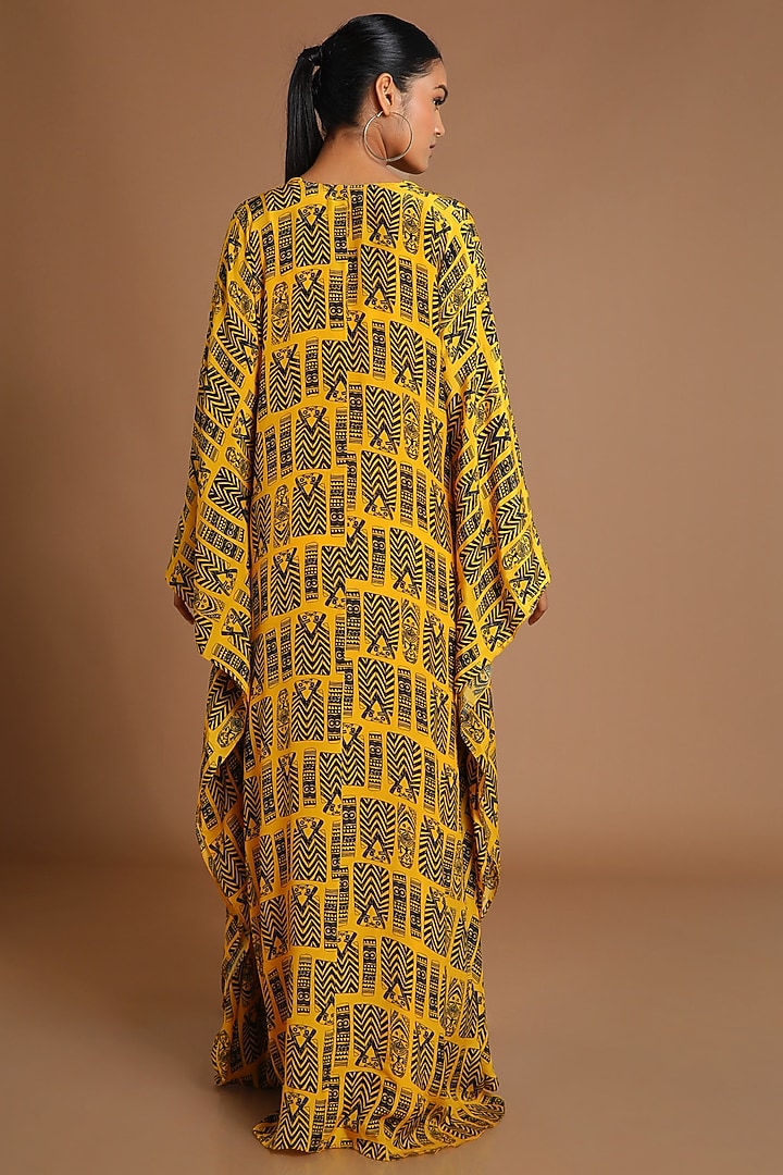 Mustard Yellow Printed Kaftan With Slip by Masaba at Pernia's Pop Up Shop
