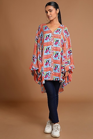 Ice Blue Printed Circular Shirt by Masaba