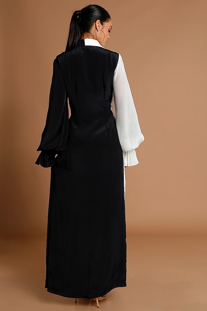 Black & Ivory Printed Draped Vacation Dress by Masaba at Pernia's Pop Up Shop