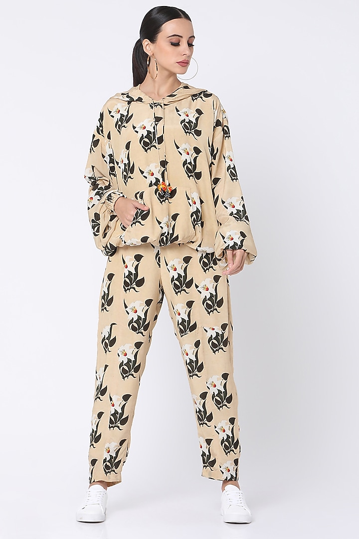 Ivory Floral Digital Printed Tracksuit by Masaba