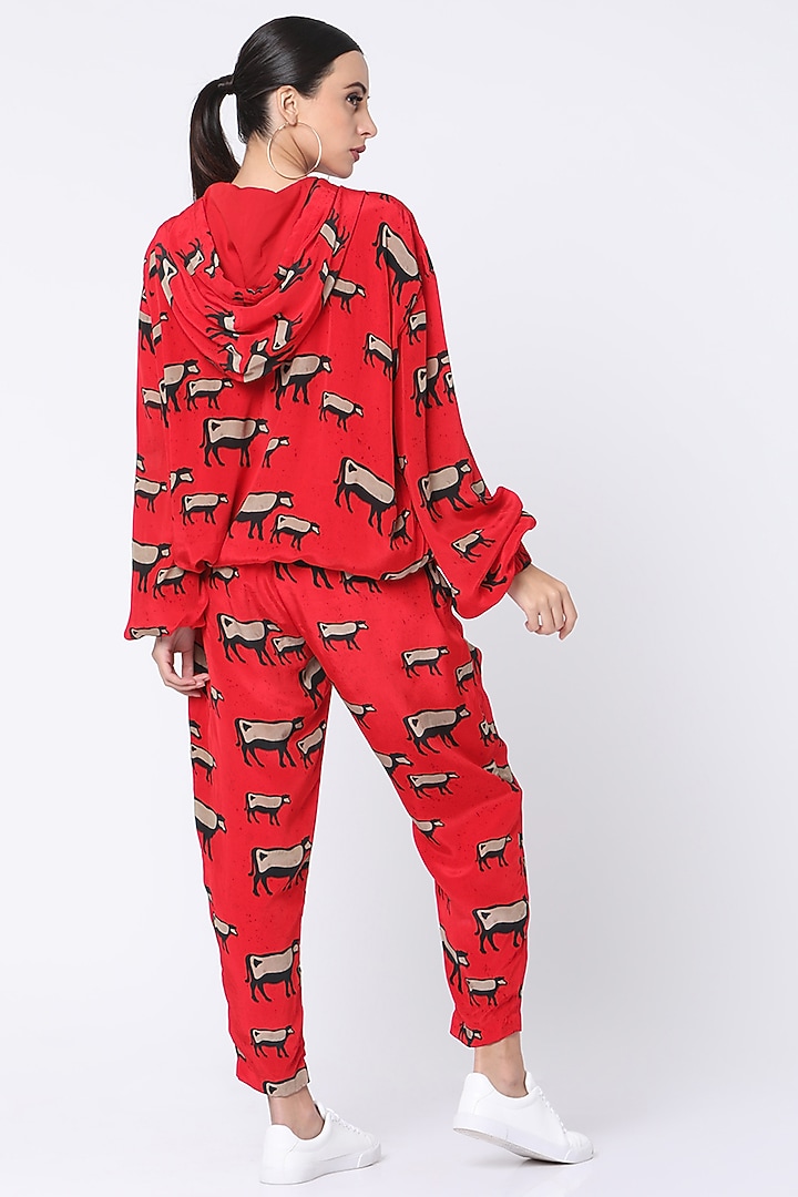 Red Cow Digital Printed Hoodie by Masaba at Pernia's Pop Up Shop