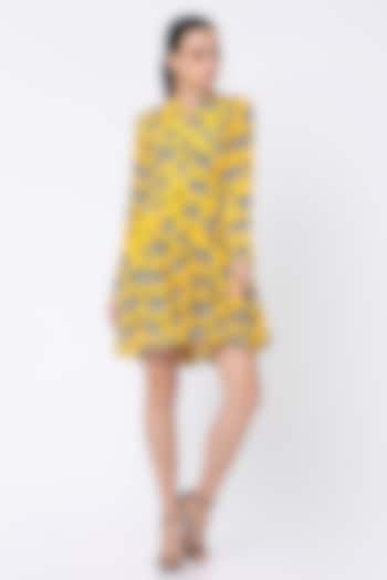 Yellow Printed Dress With Patch Pockets by Masaba