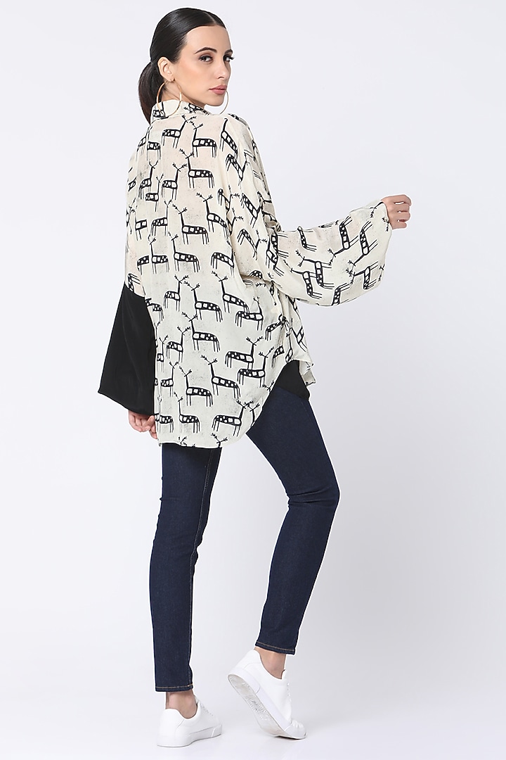 Ivory Printed Wrap Shirt by Masaba at Pernia's Pop Up Shop