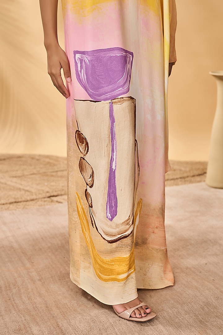 Multi-Colored Crepe Silk Printed Asymmetrical Kaftan by Masaba at Pernia's Pop Up Shop