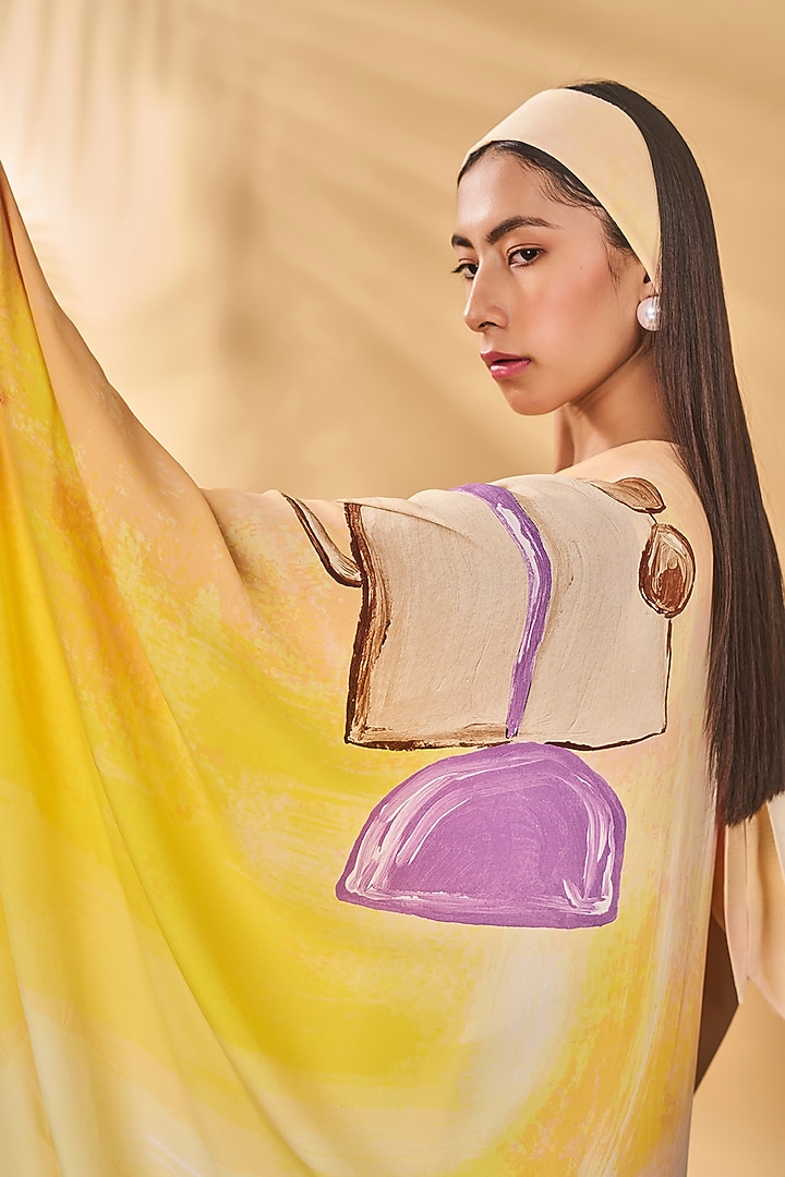 Multi-Colored Crepe Silk Printed Asymmetrical Kaftan by Masaba at Pernia's Pop Up Shop