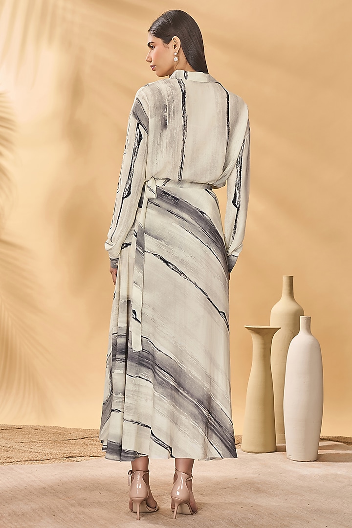 Ivory & Black Crepe Silk Printed Skirt Set by Masaba at Pernia's Pop Up Shop