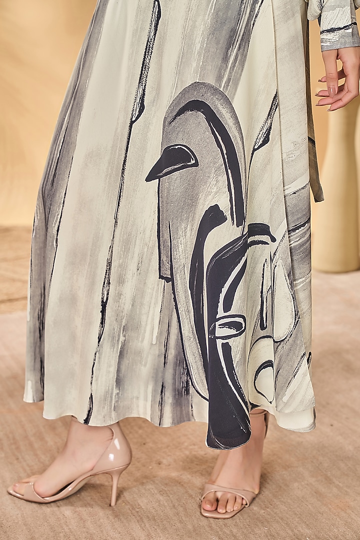 Ivory & Black Crepe Silk Printed Skirt Set by Masaba at Pernia's Pop Up Shop