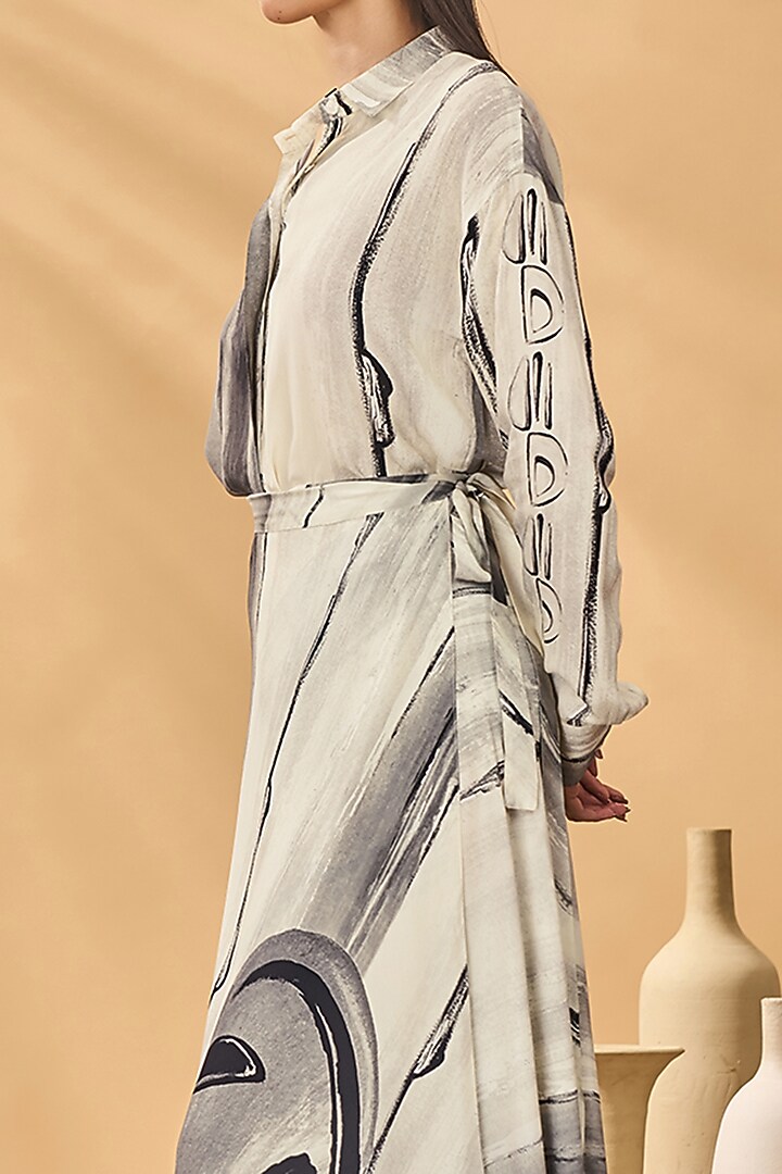 Ivory & Black Crepe Silk Printed Skirt Set by Masaba at Pernia's Pop Up Shop