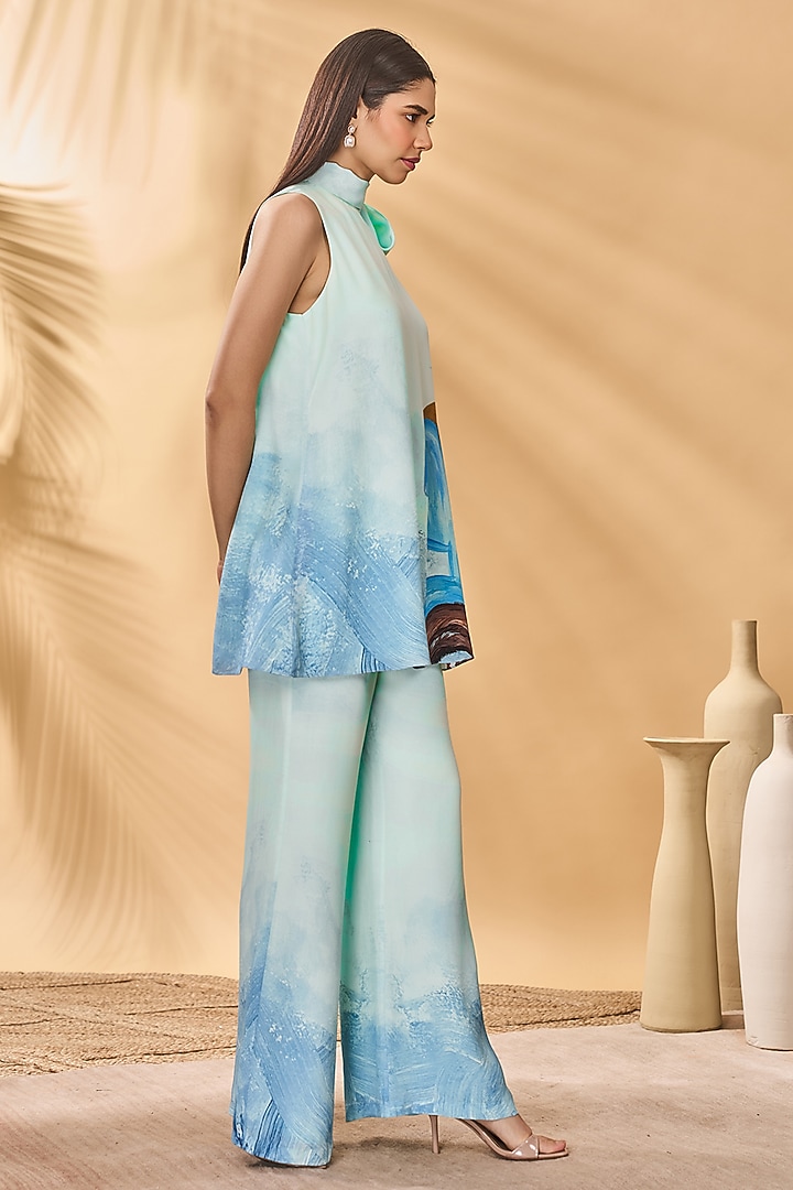 Light Blue Crepe Silk Printed A-Line Tunic Set by Masaba at Pernia's Pop Up Shop