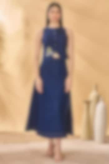 Midnight Blue Denim Skirt Set by Masaba at Pernia's Pop Up Shop