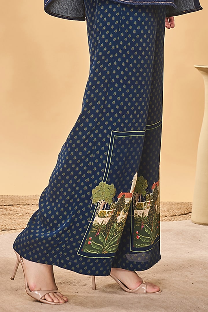 Midnight Blue Denim Home Placement Straight-Fit Trousers by Masaba at Pernia's Pop Up Shop
