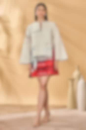 Ivory & Red Linen Printed Mini Vacation Dress by Masaba at Pernia's Pop Up Shop