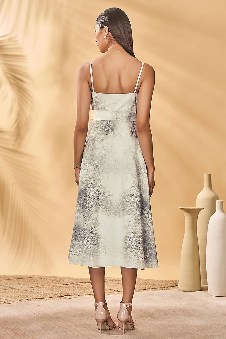 Ivory & Black Linen Printed Midi Wrap Vacation Dress by Masaba at Pernia's Pop Up Shop