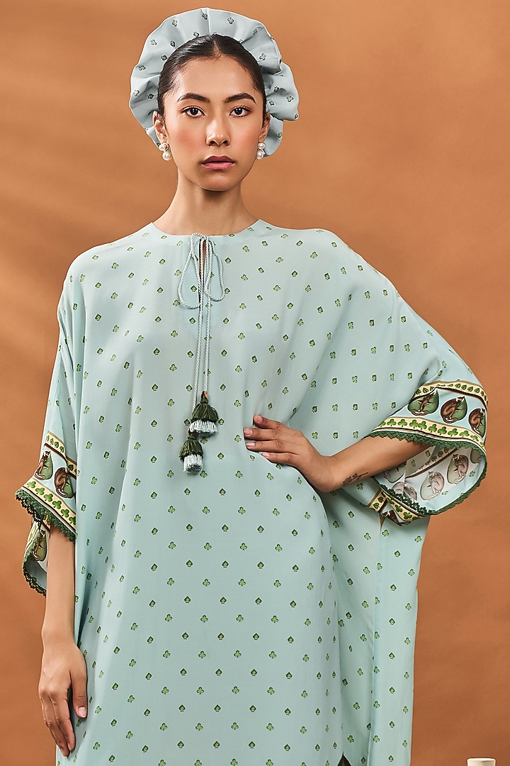 Blue Crepe Silk Printed Tunic Set by Masaba at Pernia's Pop Up Shop