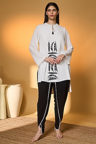 Ivory Crepe Silk Khadi Printed Kurta Set by Masaba
